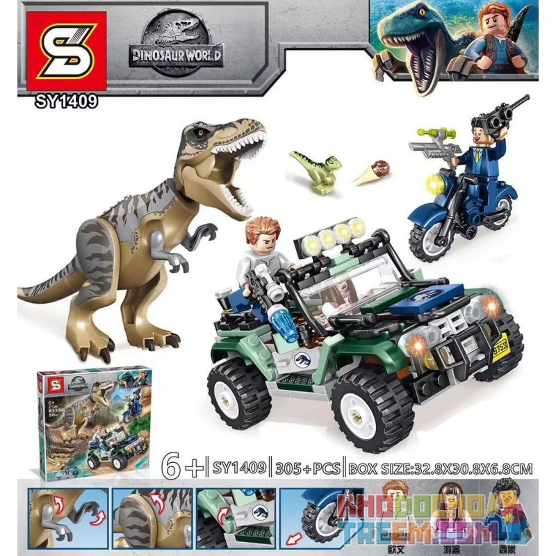 SHENG YUAN SY SY1409 1409 non Lego LOẠT PHIM KỶ JURA bộ đồ chơi xếp lắp ráp ghép mô hình Dino DINOSAUR WORLD Khủng Long 305 khối