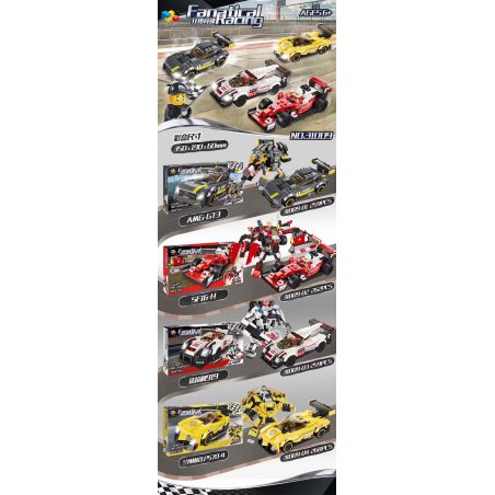 QIZHILE 31009-01 31009-02 31009-03 31009-04 non  ĐUA XE CUỒNG NHIỆT 4 AMG-GT3 SF16-H FERRARI 919 LAMBORGHINI LP570-4 bộ đồ chơi xếp lắp ráp ghép mô hình Fanatical Racing Đua Xe Điên Cuồng 1048 khối