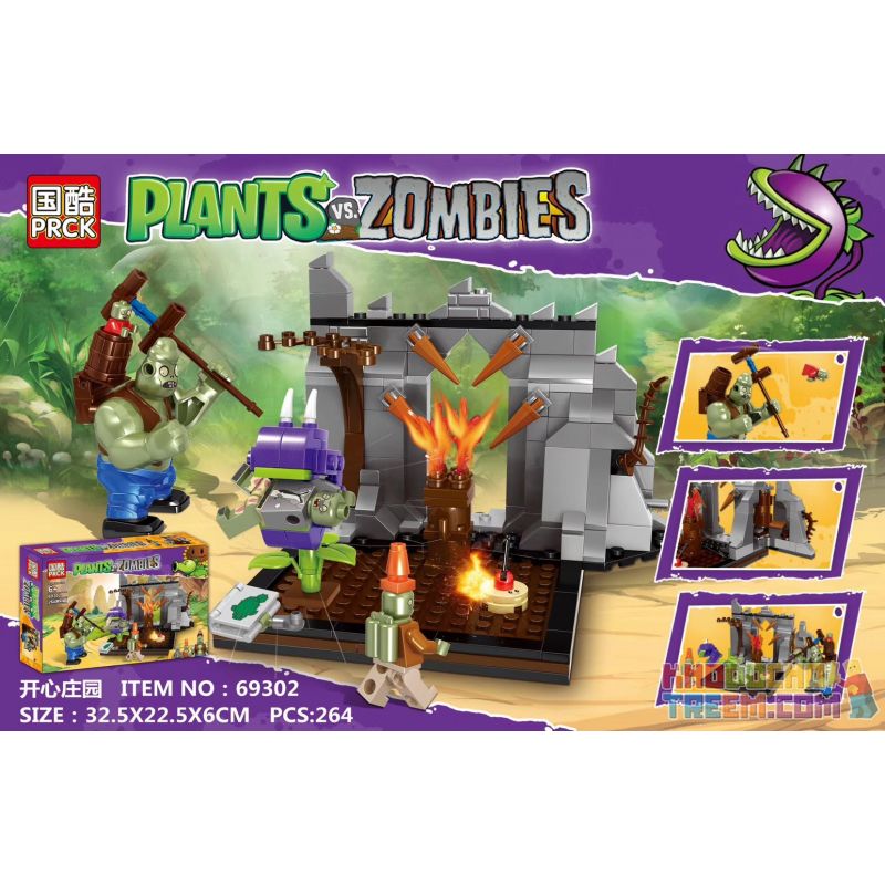 PRCK 69302 non Lego HẠNH PHÚC bộ đồ chơi xếp lắp ráp ghép mô hình Plants Vs Zombies PLANTS VS. ZOMBIES Hoa Quả Nổi Giận 264 khối