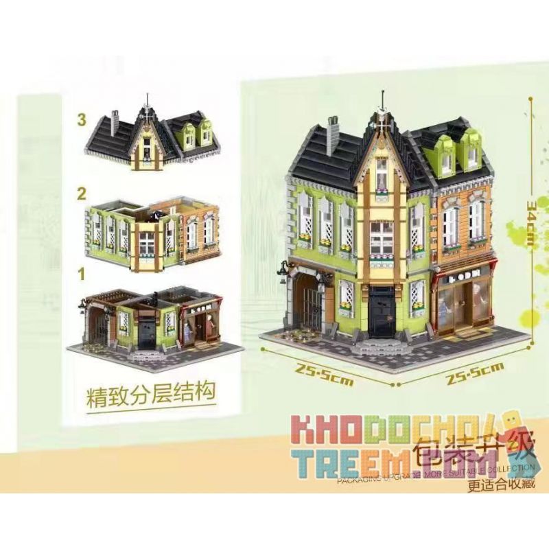 SHENZHEN RAEL ENTERTAINMENT 10009 ZHEGAO QL0919 0919 non  PHÒNG THÍ NGHIỆM GÓC TRUNG TÂM MUA SẮM bộ đồ chơi xếp lắp ráp ghép mô hình Creator LAB、CORNER MALL Sáng Tạo 3474 khối