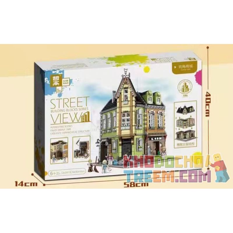 SHENZHEN RAEL ENTERTAINMENT 10009 ZHEGAO QL0919 0919 non  PHÒNG THÍ NGHIỆM GÓC TRUNG TÂM MUA SẮM bộ đồ chơi xếp lắp ráp ghép mô hình Creator LAB、CORNER MALL Sáng Tạo 3474 khối