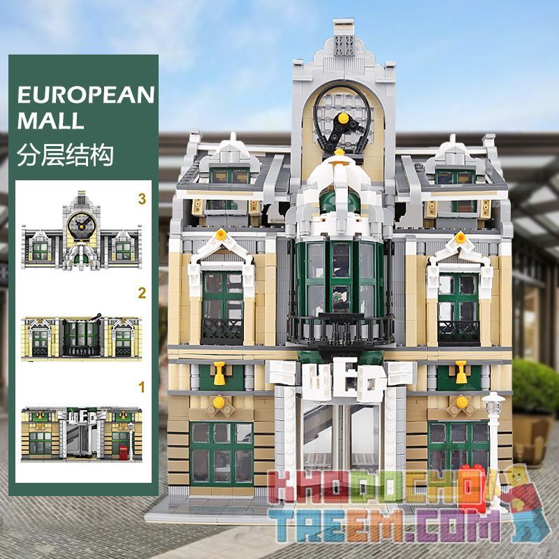 ZHEGAO QL0922 0922 non  TRUNG TÂM THƯƠNG MẠI CHÂU bộ đồ chơi xếp lắp ráp ghép mô hình Creator EUROPEAN MALL Sáng Tạo 2039 khối