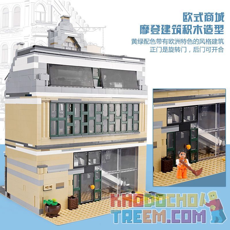 ZHEGAO QL0922 0922 non  TRUNG TÂM THƯƠNG MẠI CHÂU bộ đồ chơi xếp lắp ráp ghép mô hình Creator EUROPEAN MALL Sáng Tạo 2039 khối