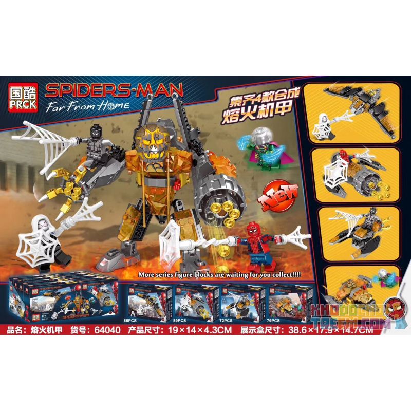 PRCK 64040 non Lego MOLTEN MECH 4 KẾT HỢP bộ đồ chơi xếp lắp ráp ghép mô hình Super Heroes Siêu Nhân Anh Hùng 326 khối