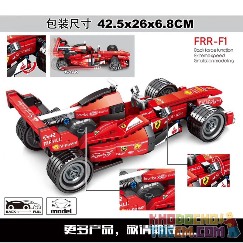 SEMBO 701351 non  PHIÊN BẢN ĐUA PHƯƠNG TRÌNH FERRARI FRR-F1 bộ đồ chơi xếp lắp ráp ghép mô hình Speed Champions Racing Cars Đua Xe Công Thức 310 khối