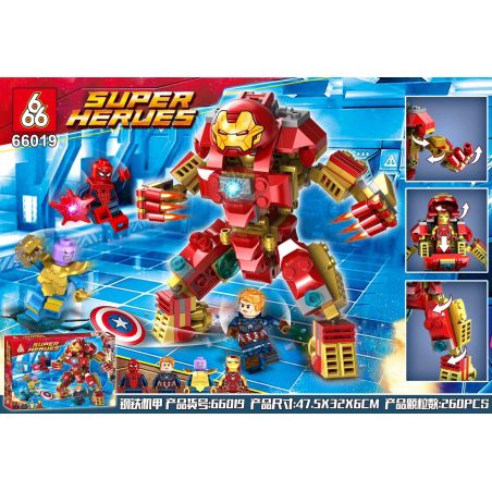 666 66019 non  CƠ KHÍ THÉP bộ đồ chơi xếp lắp ráp ghép mô hình Super Heroes Siêu Nhân Anh Hùng 260 khối