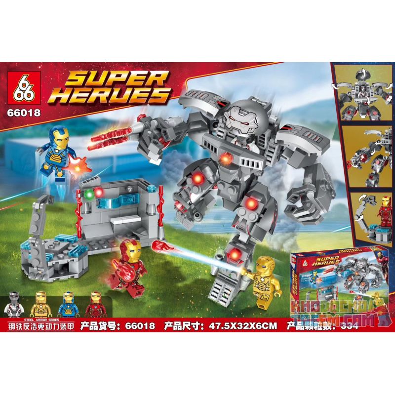 666 66018 non Lego ÁO GIÁP SỨC MẠNH CHỐNG HULK CỦA IRON MAN bộ đồ chơi xếp lắp ráp ghép mô hình Super Heroes Siêu Nhân Anh Hùng 334 khối