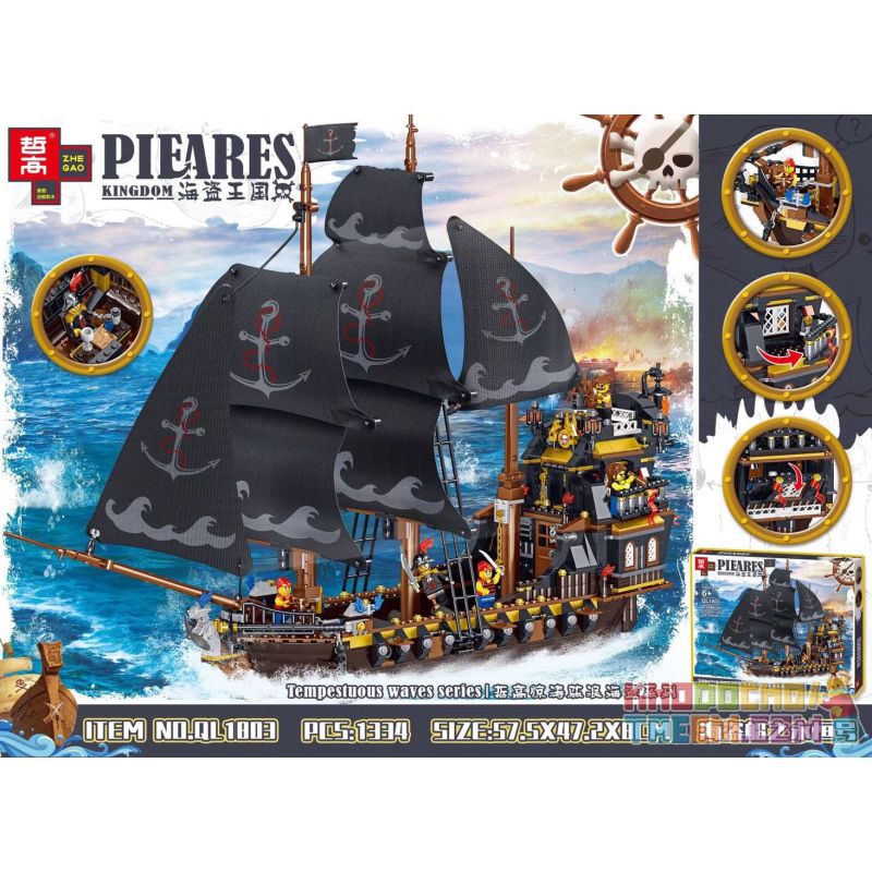 ZHEGAO QL1803 1803 982004 non Lego TÀU CƯỚP BIỂN YONGHENG. bộ đồ chơi xếp lắp ráp ghép mô hình Pirates Of The Caribbean PIRATE KINGDOM Cướp Biển Vùng Caribe 1334 khối