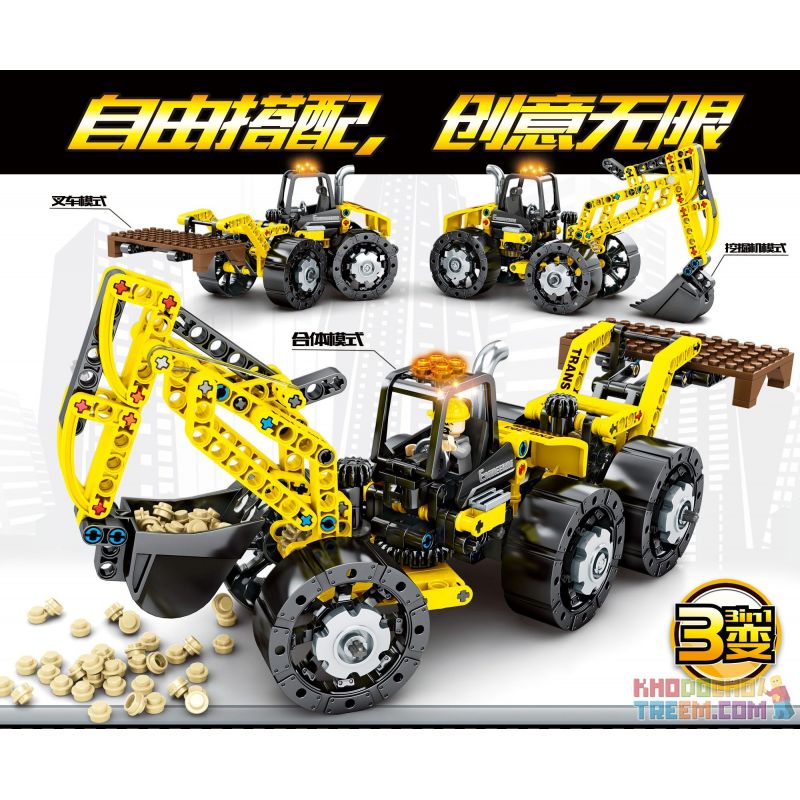 SEMBO 703303 non  XE KỸ THUẬT ĐA CHỨC NĂNG BA TRONG MỘT bộ đồ chơi xếp lắp ráp ghép mô hình  Kỹ Thuật Công Nghệ Cao Mô Hình Phương Tiện 357 khối