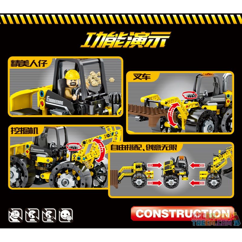 SEMBO 703303 non  XE KỸ THUẬT ĐA CHỨC NĂNG BA TRONG MỘT bộ đồ chơi xếp lắp ráp ghép mô hình  Kỹ Thuật Công Nghệ Cao Mô Hình Phương Tiện 357 khối