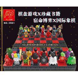 AIPIN 3901 non  SÁCH VỀ CỜ VUA bộ đồ chơi xếp lắp ráp ghép mô hình Super Heroes SUPERHEROE CHESS Siêu Nhân Anh Hùng 1507 khối