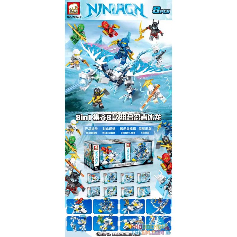 ELEPHANT JX80078 80078 non Lego NINJA ICE DRAGON 8 KẾT HỢP bộ đồ chơi xếp lắp ráp ghép mô hình The Lego Ninjago Movie Ninja Lốc Xoáy