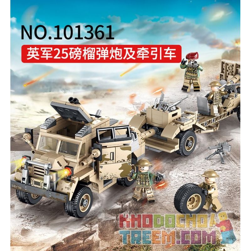 IBLOCK PL-920-171 920-171 PL920-171 SEMBO 101361 non  PHÁO VÀ MÁY KÉO 25 POUNDER CỦA ANH bộ đồ chơi xếp lắp ráp ghép mô hình Empires Of Steel Đế Chế Thép 464 khối