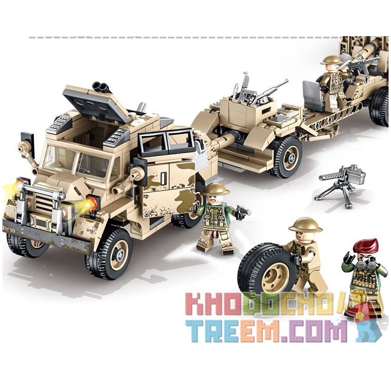 IBLOCK PL-920-171 920-171 PL920-171 SEMBO 101361 non  PHÁO VÀ MÁY KÉO 25 POUNDER CỦA ANH bộ đồ chơi xếp lắp ráp ghép mô hình Empires Of Steel Đế Chế Thép 464 khối