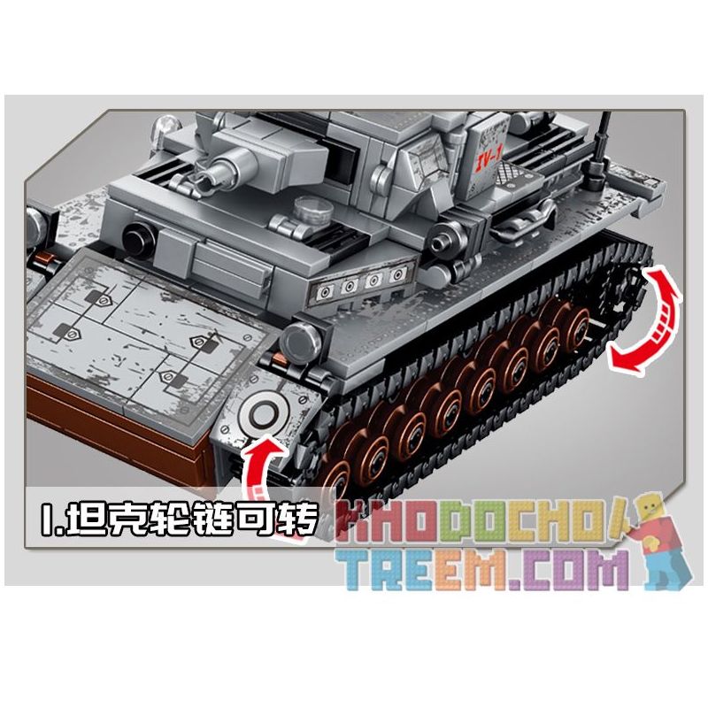 SEMBO 101322 non  XE TĂNG IV CỦA ĐỨC bộ đồ chơi xếp lắp ráp ghép mô hình Empires Of Steel Đế Chế Thép 596 khối