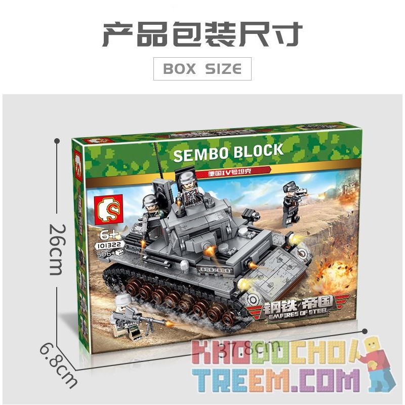 SEMBO 101322 non  XE TĂNG IV CỦA ĐỨC bộ đồ chơi xếp lắp ráp ghép mô hình Empires Of Steel Đế Chế Thép 596 khối