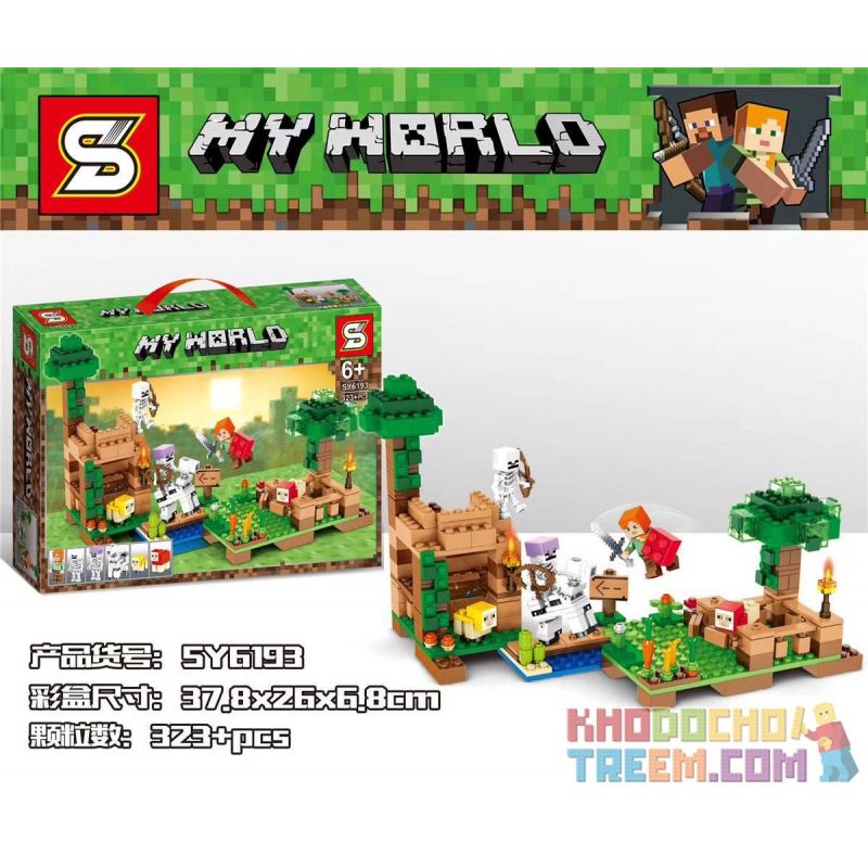 SHENG YUAN SY SY6193 6193 non Lego THẾ GIỚI CỦA TÔI bộ đồ chơi xếp lắp ráp ghép mô hình Minecraft MY WORLD Game Xây Dựng 323 khối