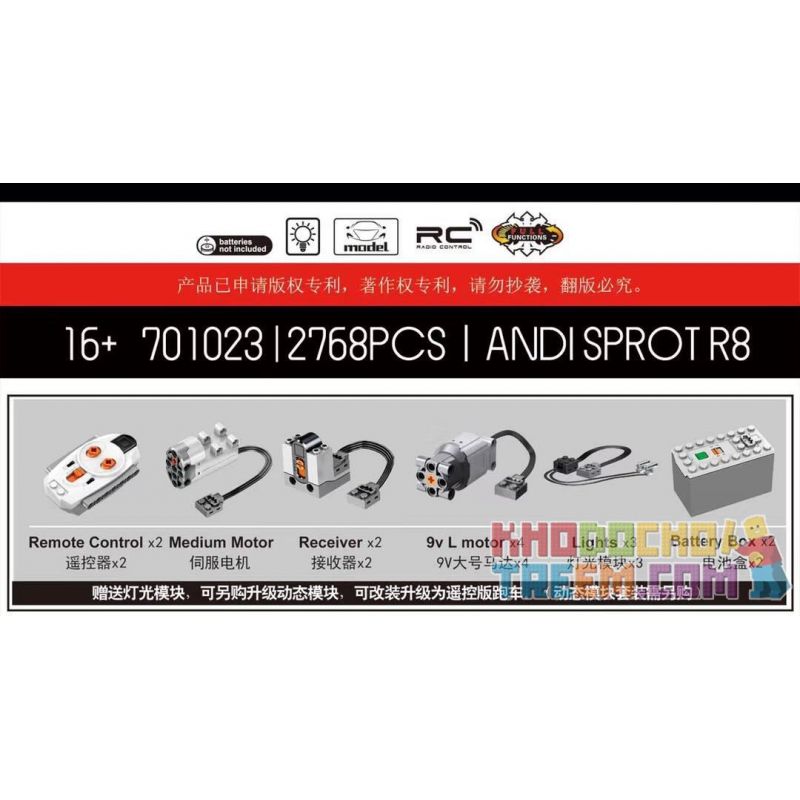 SEMBO 701023 non  AUDI R8 bộ đồ chơi xếp lắp ráp ghép mô hình  AUDI SPORT R8 Kỹ Thuật Công Nghệ Cao Mô Hình Phương Tiện 2768 khối