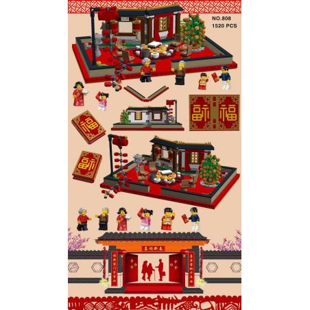 LWCK 808 non  SÁCH LỄ HỘI MÙA XUÂN bộ đồ chơi xếp lắp ráp ghép mô hình Seasonal Mùa Lễ Hội 1520 khối