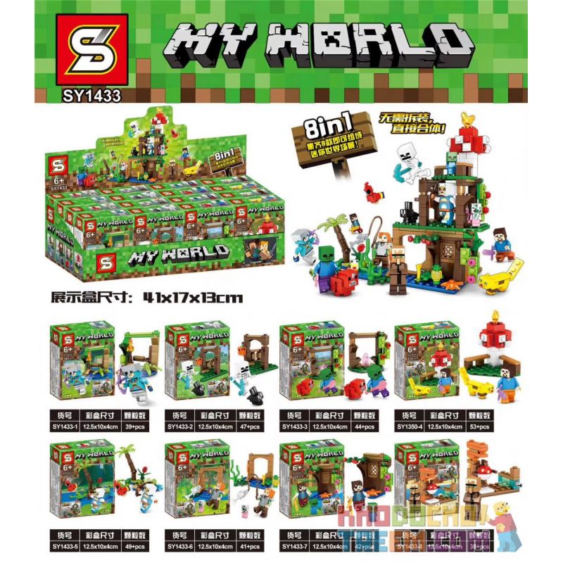 SHENG YUAN SY SY1433 1433 non Lego 8 CẢNH THẾ GIỚI NHỎ bộ đồ chơi xếp lắp ráp ghép mô hình Minecraft MY WORLD Game Xây Dựng 353 khối