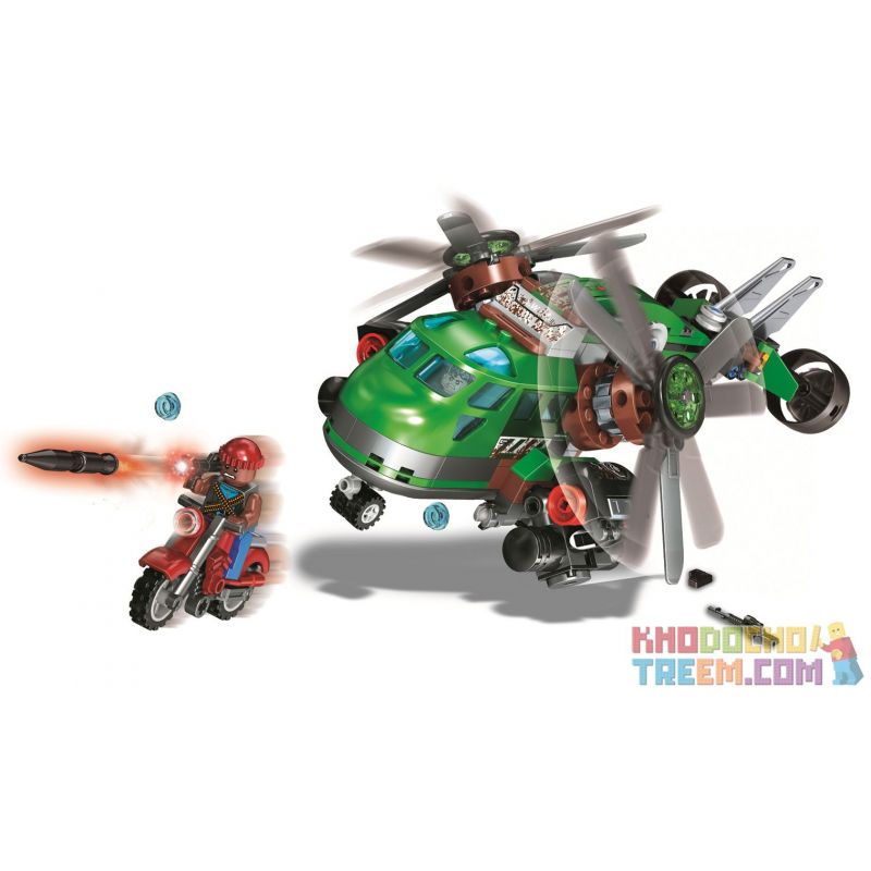 Winner 5101 non Lego TRỰC THĂNG GREEN EAGLE bộ đồ chơi xếp lắp ráp ghép mô hình Sharp Arrows Action SHARP ARROWS ACTION GREEN HAWK HELICOPTER Mũi Tên Nhọn 319 khối