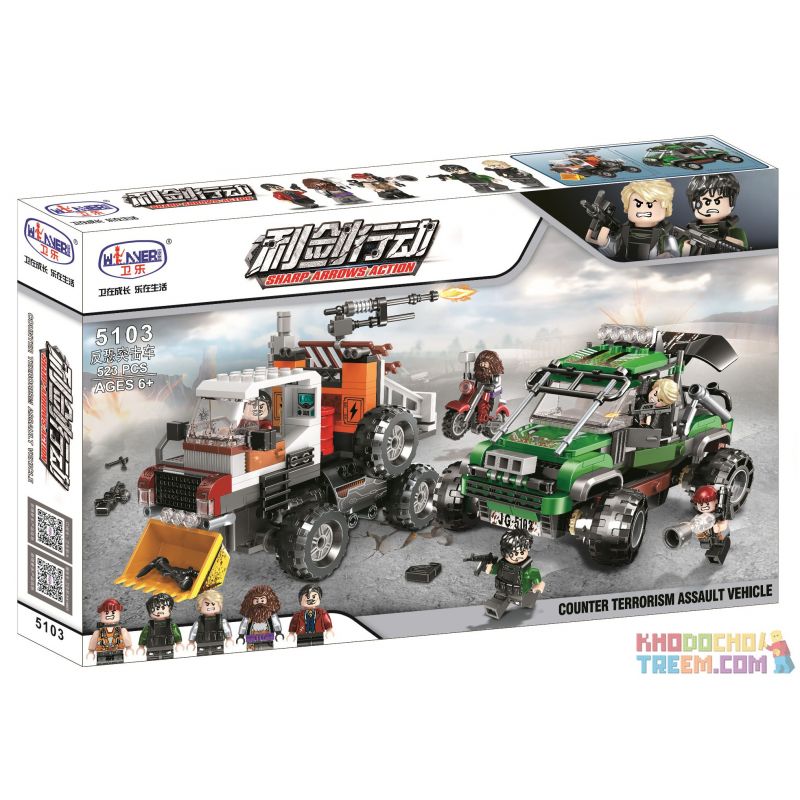 Winner 5103 non  XE TẤN CÔNG CHỐNG KHỦNG BỐ bộ đồ chơi xếp lắp ráp ghép mô hình Sharp Arrows Action SHARP ARROWS ACTION COUNTER TERRORISM ASSAULT VEHICLE Mũi Tên Nhọn 523 khối