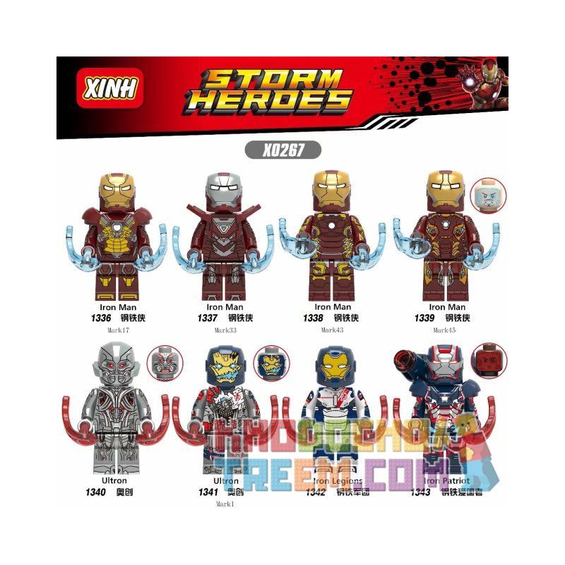 XINH 1340 1341 1342 1343 X0267 0267 1336 1337 1338 1339 non Lego 8 NHÂN VẬT MINI CỦA IRON MAN ULTRON LEGION PATRIOT bộ đồ chơi xếp lắp ráp ghép mô hình Super Heroes STORM HEROES Siêu Nhân Anh Hùng