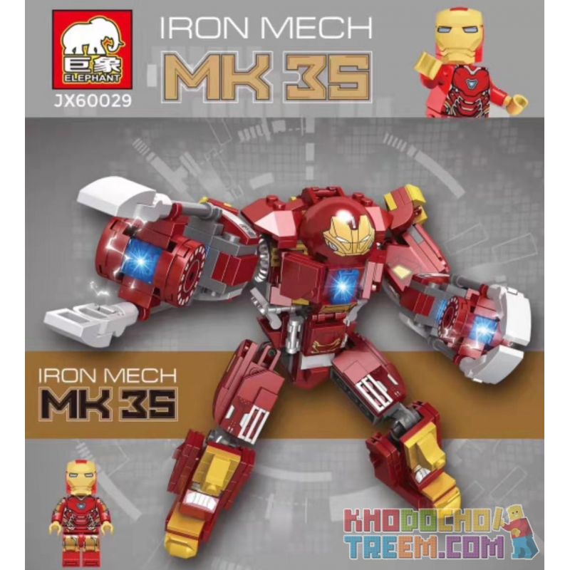 ELEPHANT JX60029 60029 non Lego NGƯỜI SẮT MK 35 bộ đồ chơi xếp lắp ráp ghép mô hình Marvel Super Heroes IRON MECH MK 35 Siêu Anh Hùng Marvel 425 khối