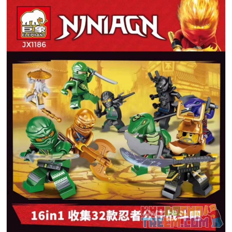 ELEPHANT JX1186 1186 non Lego 16 NHÂN VẬT NHỎ bộ đồ chơi xếp lắp ráp ghép mô hình The Lego Ninjago Movie Ninja Lốc Xoáy