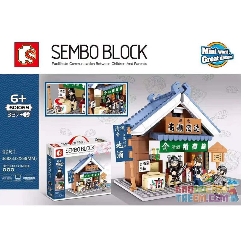 SEMBO 601069 non Lego TAKAHAMA SAKE BREWERY TAVERN bộ đồ chơi xếp lắp ráp ghép mô hình Japanese Street Đường Phố Nhật Bản 327 khối