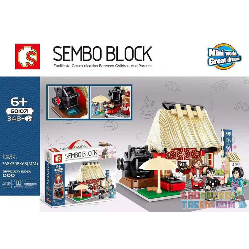 SEMBO 601071 non Lego QUÁN TRÀ bộ đồ chơi xếp lắp ráp ghép mô hình Japanese Street Đường Phố Nhật Bản 348 khối