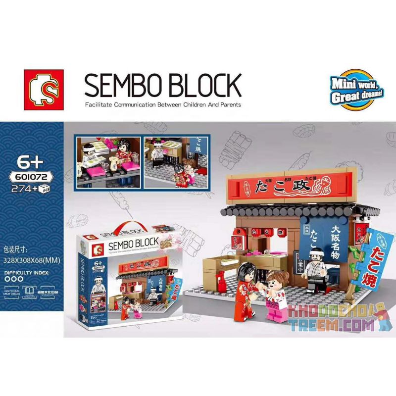 SEMBO 601072 non Lego TAKOYAKI OSAKA bộ đồ chơi xếp lắp ráp ghép mô hình Japanese Street Đường Phố Nhật Bản 274 khối