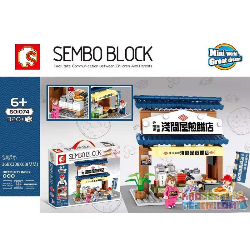 SEMBO 601074 non Lego CỬA HÀNG BÁNH KẾP SENGENYA bộ đồ chơi xếp lắp ráp ghép mô hình Japanese Street Đường Phố Nhật Bản 320 khối