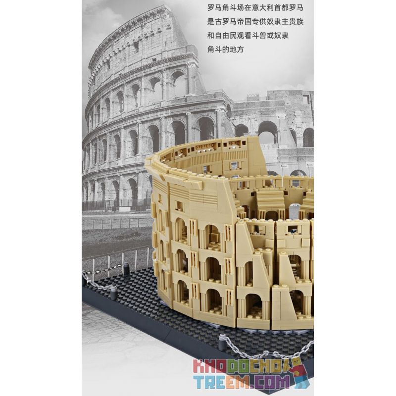WANGE 5225 non  ĐẤU TRƯỜNG LA MÃ bộ đồ chơi xếp lắp ráp ghép mô hình THE COLOSSEUM OF ROME 1758 khối