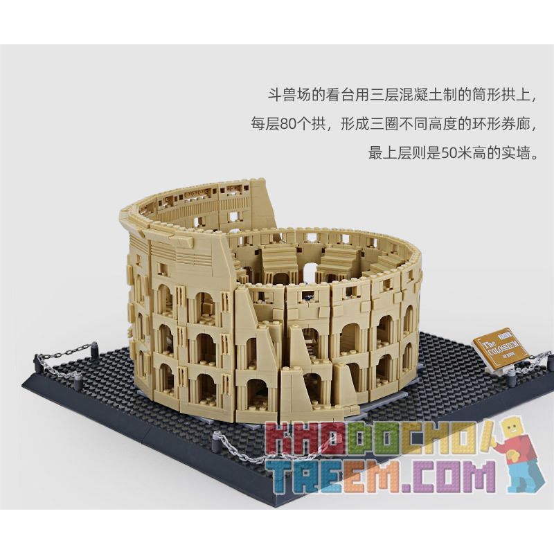 WANGE 5225 non  ĐẤU TRƯỜNG LA MÃ bộ đồ chơi xếp lắp ráp ghép mô hình THE COLOSSEUM OF ROME 1758 khối