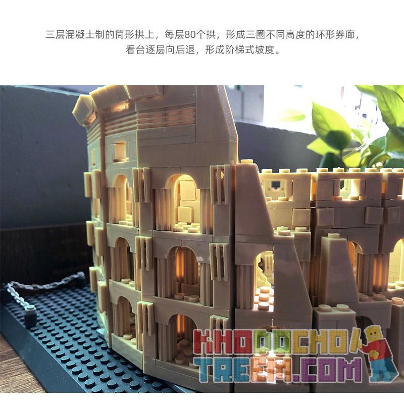 WANGE 5225 non  ĐẤU TRƯỜNG LA MÃ bộ đồ chơi xếp lắp ráp ghép mô hình THE COLOSSEUM OF ROME 1758 khối