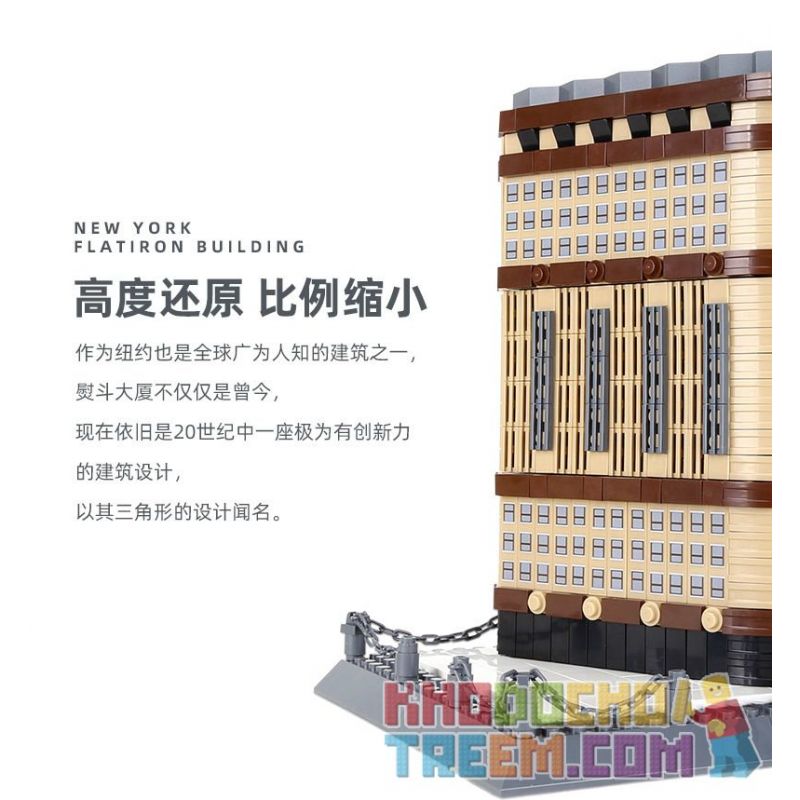 WANGE 4220 non  TÒA NHÀ FLATIRON NEW YORK HOA KỲ bộ đồ chơi xếp lắp ráp ghép mô hình THE FLATIRON BUILDING NEW YORK 838 khối