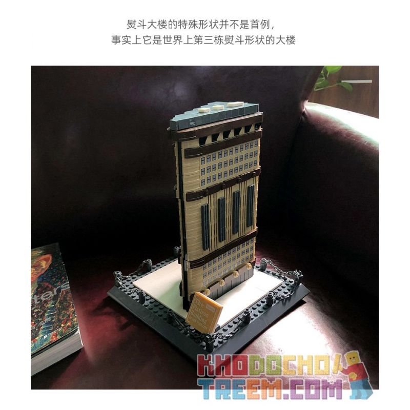 WANGE 4220 non  TÒA NHÀ FLATIRON NEW YORK HOA KỲ bộ đồ chơi xếp lắp ráp ghép mô hình THE FLATIRON BUILDING NEW YORK 838 khối