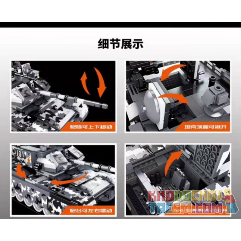 FORANGE FC6101 6101 non  XE TĂNG CHIẾN ĐẤU CHỦ LỰC 99A VOI MA MÚT bộ đồ chơi xếp lắp ráp ghép mô hình Military Army 99A MAIN BATTLE TANK Quân Sự Bộ Đội 1640 khối