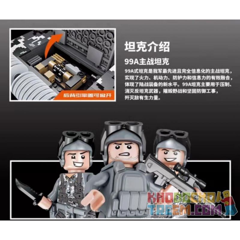 FORANGE FC6101 6101 non  XE TĂNG CHIẾN ĐẤU CHỦ LỰC 99A VOI MA MÚT bộ đồ chơi xếp lắp ráp ghép mô hình Military Army 99A MAIN BATTLE TANK Quân Sự Bộ Đội 1640 khối