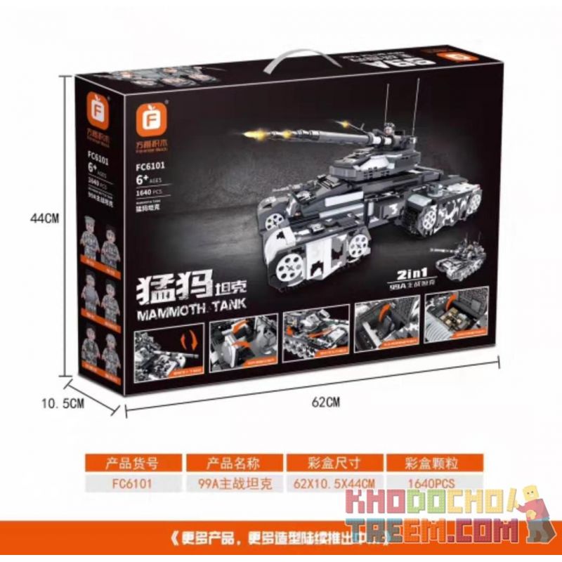 FORANGE FC6101 6101 non  XE TĂNG CHIẾN ĐẤU CHỦ LỰC 99A VOI MA MÚT bộ đồ chơi xếp lắp ráp ghép mô hình Military Army 99A MAIN BATTLE TANK Quân Sự Bộ Đội 1640 khối