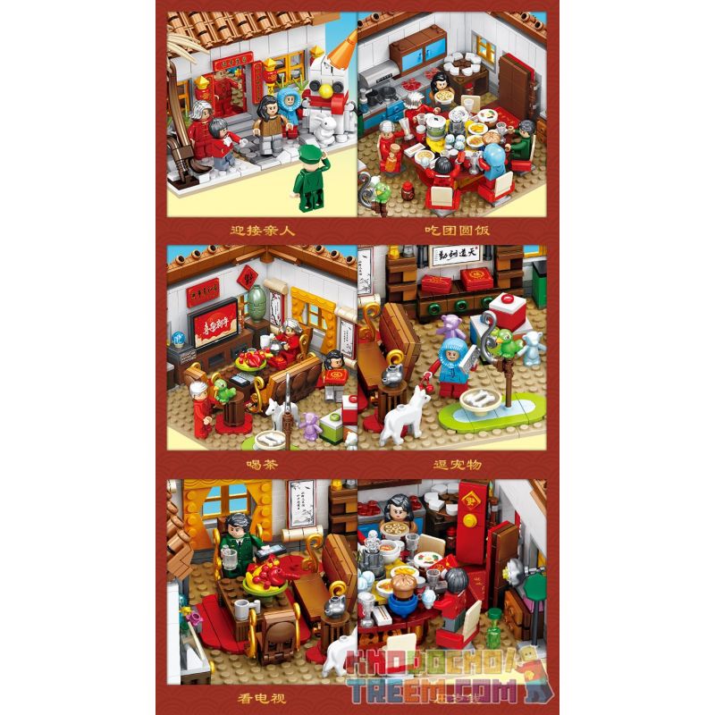 PanlosBrick 610009 Panlos Brick 610009 non  BỮA TỐI ĐÊM GIAO THỪA bộ đồ chơi xếp lắp ráp ghép mô hình 1559 khối