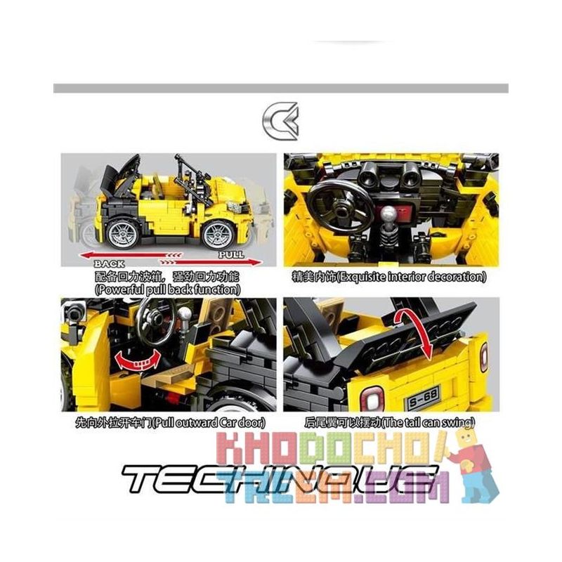 SEMBO 701403 non  PHIÊN BẢN BRABUS MERCEDES-BENZ SMART PULL BACK CAR bộ đồ chơi xếp lắp ráp ghép mô hình Speed Champions Racing Cars BRABUS SMART Đua Xe Công Thức 310 khối