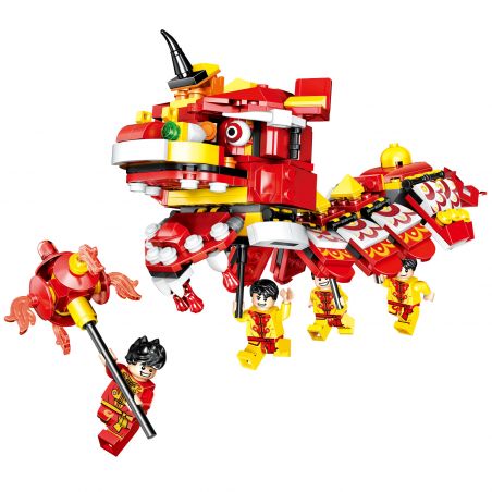 ZHEGAO QL0956 0956 non  MÚA SƯ TỬ bộ đồ chơi xếp lắp ráp ghép mô hình Seasonal HEPPY NEW YEAR Mùa Lễ Hội 423 khối