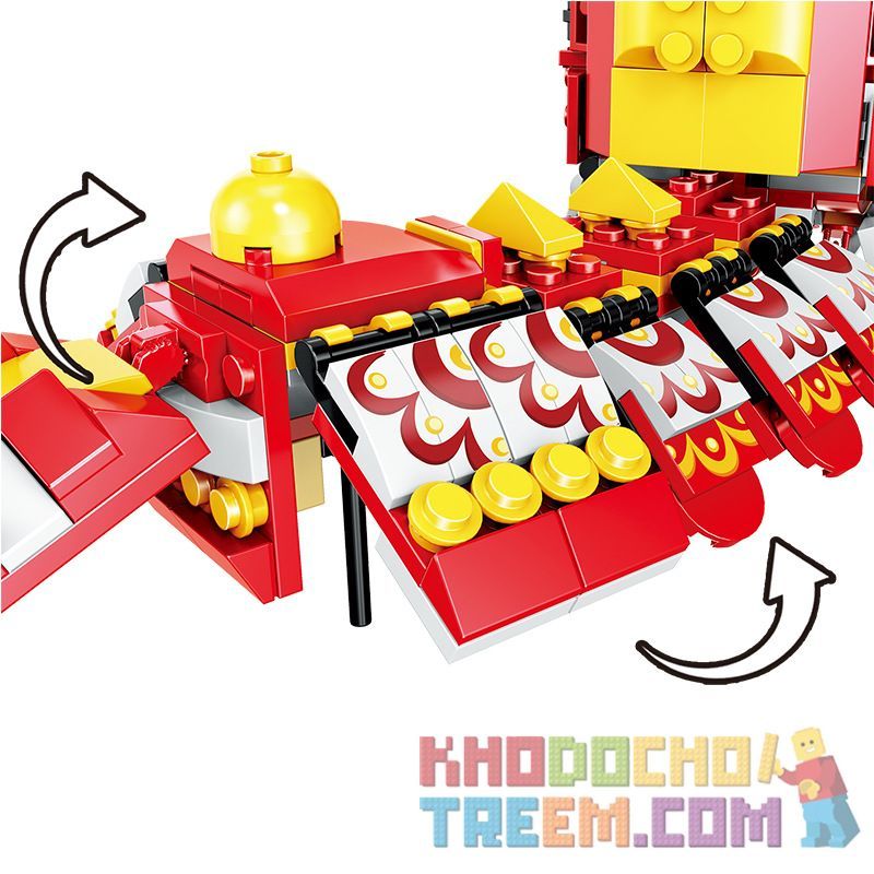 ZHEGAO QL0956 0956 non  MÚA SƯ TỬ bộ đồ chơi xếp lắp ráp ghép mô hình Seasonal HEPPY NEW YEAR Mùa Lễ Hội 423 khối