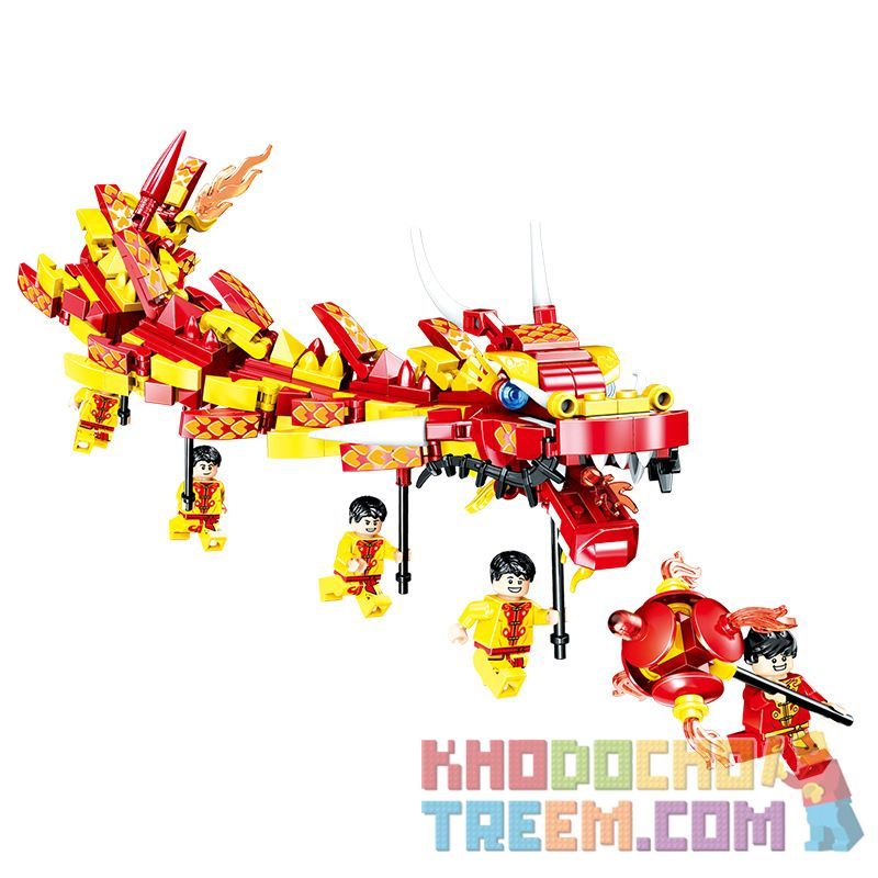 ZHEGAO QL0955 0955 non  MÚA RỒNG bộ đồ chơi xếp lắp ráp ghép mô hình Seasonal HEPPY NEW YEAR Mùa Lễ Hội 441 khối