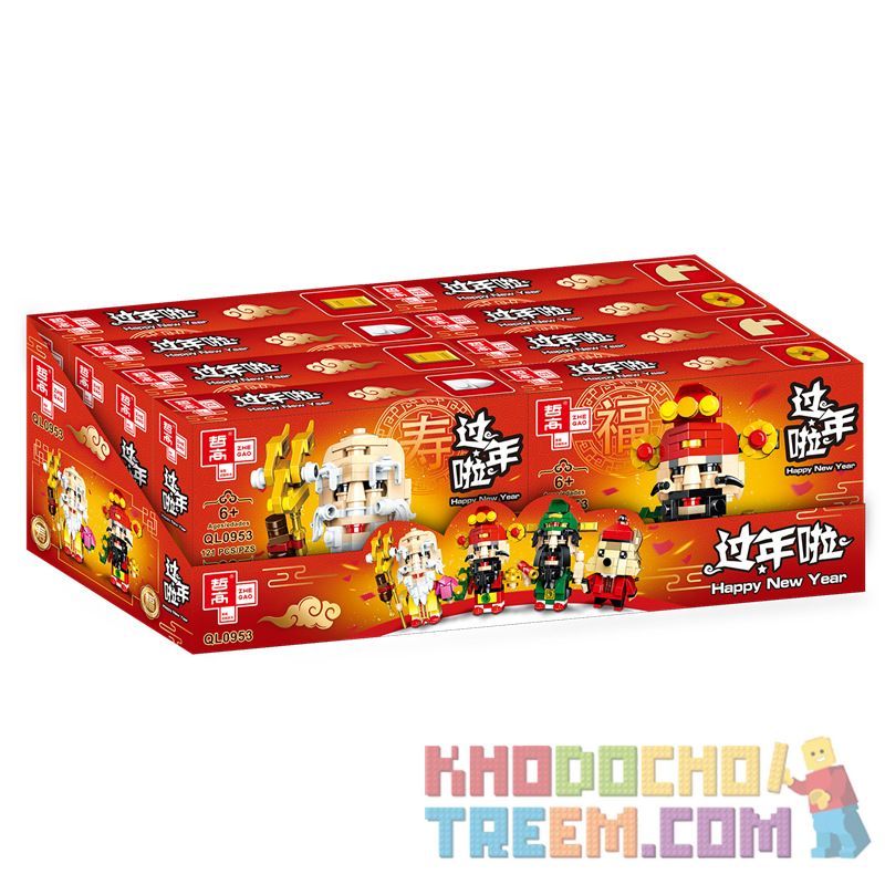 QIZHILE 60009-2 60009-3 60009-1 ZHEGAO QL0953-1 0953-1 QL0953-2 0953-2 QL0953-3 0953-3 QL0953-4 0953-4 non  4 KIỂU ĐẦU VUÔNG CHO BÉ TRAI TUỔI CHUỘT bộ đồ chơi xếp lắp ráp ghép mô hình Seasonal HEPPY NEW YEAR Mùa Lễ Hội 380 khối