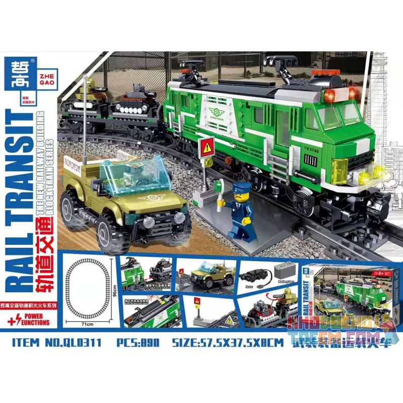 ZHEGAO QL0311 0311 non Lego TÀU CHỞ THIẾT BỊ VŨ TRANG bộ đồ chơi xếp lắp ráp ghép mô hình Trains RAIL TRANSIT Tàu Hỏa 898 khối