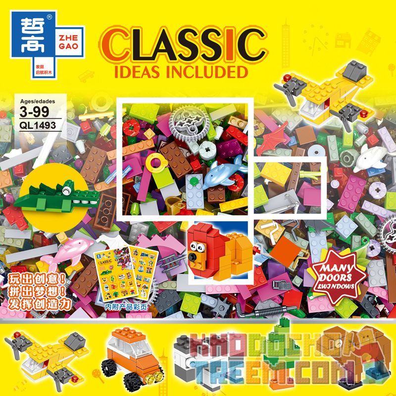 ZHEGAO QL1493 1493 non Lego LẮP RÁP MIỄN PHÍ CÁC BỘ PHẬN CƠ BẢN SÁNG TẠO TỰ LÀM NHỎ bộ đồ chơi xếp lắp ráp ghép mô hình Classic CLASSIC IDEAS INCLUDED Cổ Điển 200 khối
