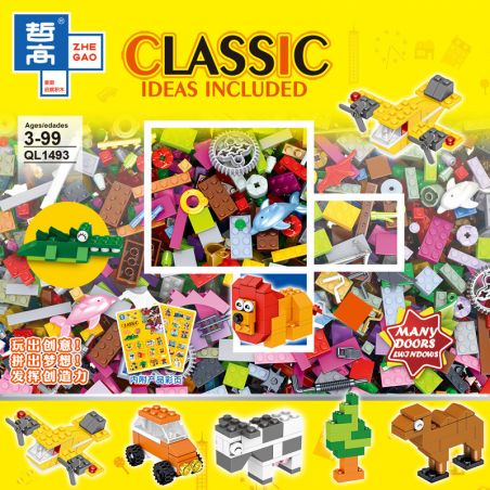 ZHEGAO QL1493 1493 non  LẮP RÁP MIỄN PHÍ CÁC BỘ PHẬN CƠ BẢN SÁNG TẠO TỰ LÀM NHỎ bộ đồ chơi xếp lắp ráp ghép mô hình Classic CLASSIC IDEAS INCLUDED Cổ Điển 200 khối